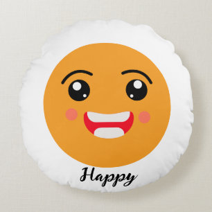 Almofada Redonda Espalhar sorrisos no Dia Emoji: Feliz Coleção Emoj
