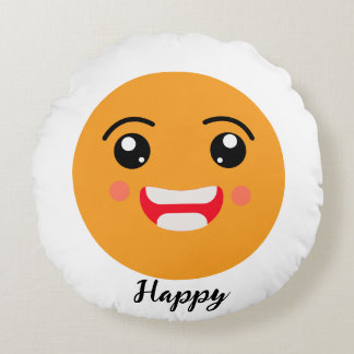 Almofada Redonda Espalhar sorrisos no Dia Emoji: Feliz Coleção Emoj