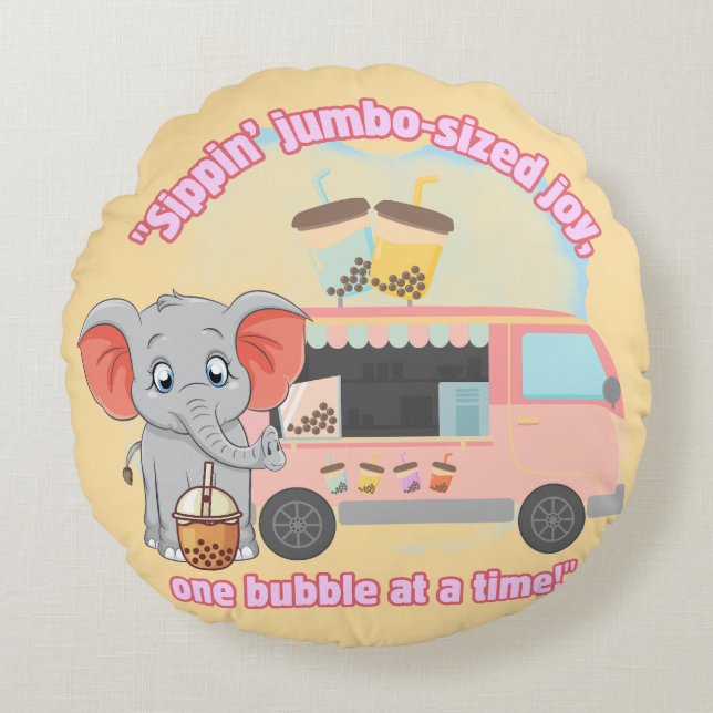 Almofada Redonda Espetar alegria de tamanho grande, uma bolha de ca (Frente)