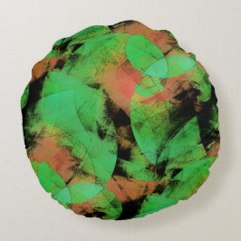 Almofada Redonda Espirais verdes texturizadas de salmão mistos T