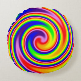 Almofada Redonda Espiral Colorida Redemoinho Cores do Arco-Íris Ale