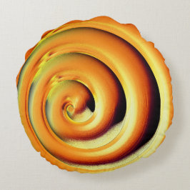 Almofada Redonda Espiral laranja brilhante gigante sobre preto
