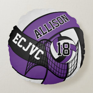 Almofada Redonda Esportes 🏐 Voleibol Personalizados - Roxo, Branco