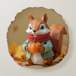 Almofada Redonda Esquilo Origami com Bomba | Queda