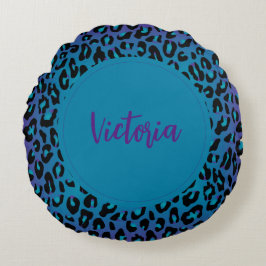 Almofada Redonda Estampa Animalística de Leopardo Elegante Ombre Ro