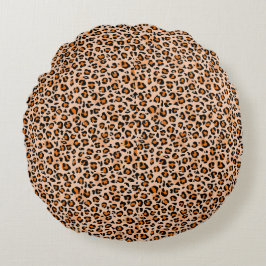 Almofada Redonda Estampa de leopardo laranja e marrom