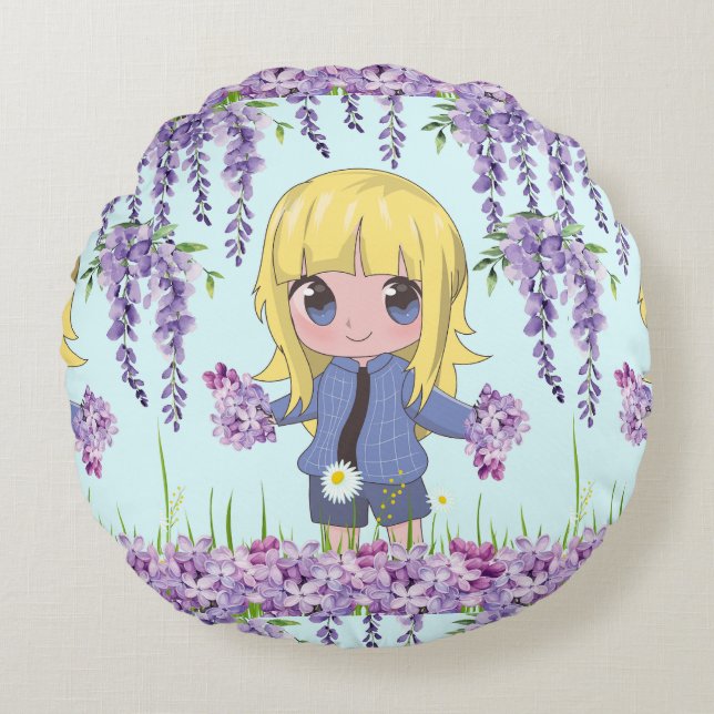 Almofada Redonda estilo anime dalls (Frente)