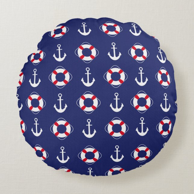 Almofada Redonda estilo de marinho para o seu verão (Frente)