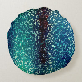 Almofada Redonda Estilo de mosaico azul neon sobre vidro martelado 