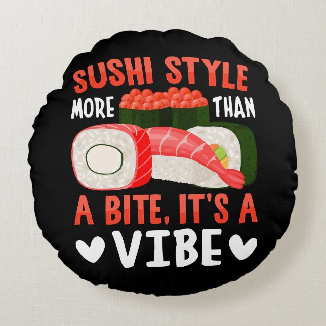 Almofada Redonda Estilo de Sushi Mais do que uma Mordida (Frente)