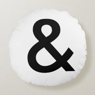 Almofada Redonda Estilo escandinavo - Ampersand preto grande