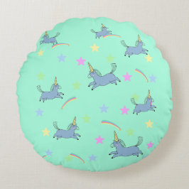 Almofada Redonda Estilo sem soldadura das estrelas arco-íris do Uni