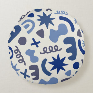 Almofada Redonda Estilo Travesseiro decorativo Geométrico Azul-Abst