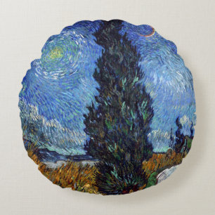 Almofada Redonda Estrada Com Ciprestes Impressionismo Van Gogh