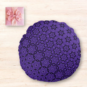 Almofada Redonda Estrela Brilhante de Mandala Roxo