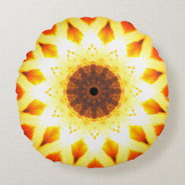 Almofada Redonda Estrelas brilhantes do Fractal do ouro |