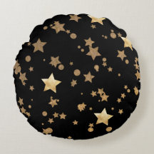 Estrelas Celestiais Pretas e Douradas e Pontinhos