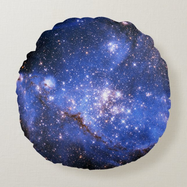 Almofada Redonda Estrelas Embrionárias Azul de Queda (Frente)