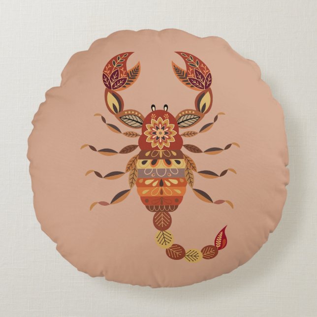 Almofada Redonda Ethnic Floral Scorpion (Frente)