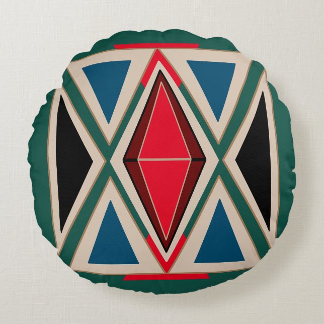 Almofada Redonda Ethno-Green Boho kissen bunt (Frente)