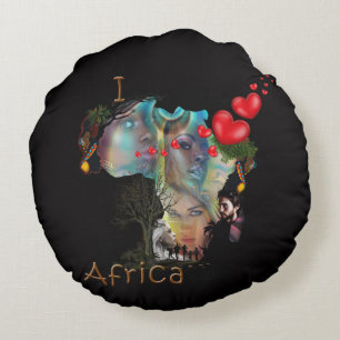 Almofada Redonda Eu amo a África