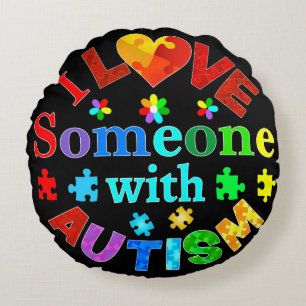 Almofada Redonda Eu amo alguém com AUTISM