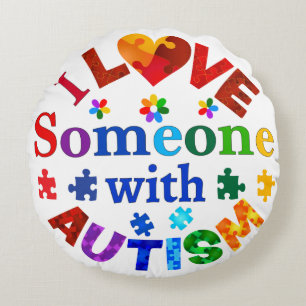 Almofada Redonda Eu amo alguém com AUTISM
