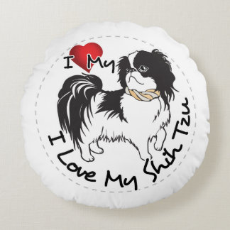 Almofada Redonda Eu amo meu cão de Shih Tzu
