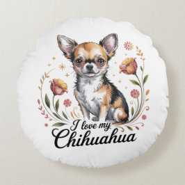 Almofada Redonda Eu amo meu chihuahua