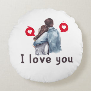 Almofada Redonda Eu amo você valentine tendências de designs de orn