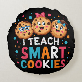Almofada Redonda Eu Ensino Cookies Inteligentes Professor de Volta 