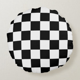Almofada Redonda Eu sangro competindo o costume Checkered branco