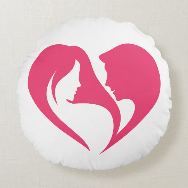 Almofada Redonda Eu te amo do coração. (Frente)