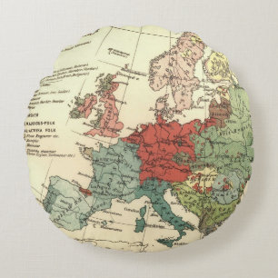 Almofada Redonda Europa Mapeia Países da Antiguidade Mundial