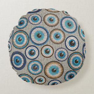 Almofada Redonda Evil Eye Mosaic Tile Pattern