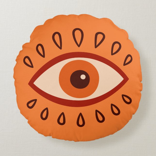Almofada Redonda Evil Eye Sunset Boho Decor Accent Throw  (Frente)