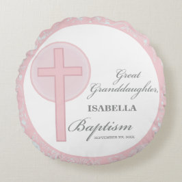 Almofada Redonda Excelente Batismo Avô Lace Rosa Personalizado