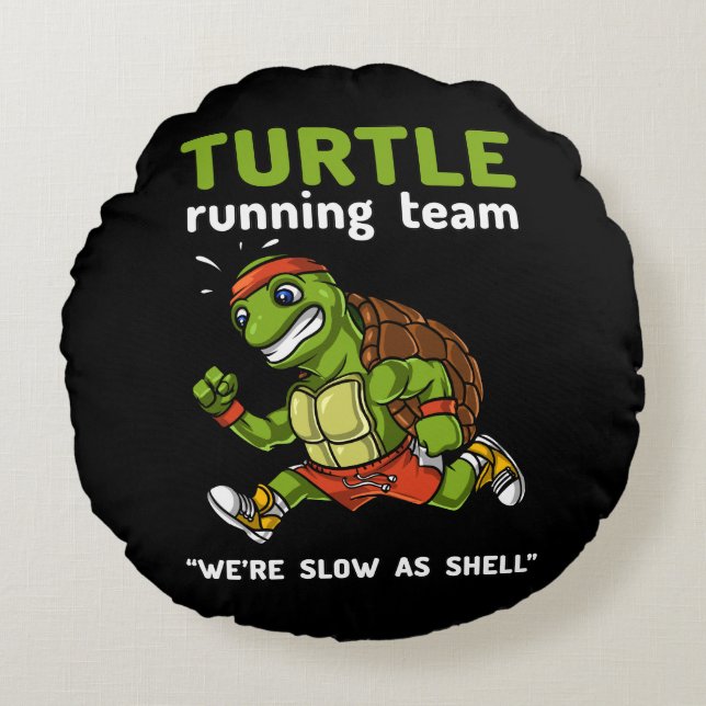 Almofada Redonda Exercício Funny Turtle Running Team Cardio Workout (Frente)