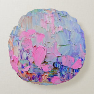 Almofada Redonda Expressive embossed paint on canvas, created using