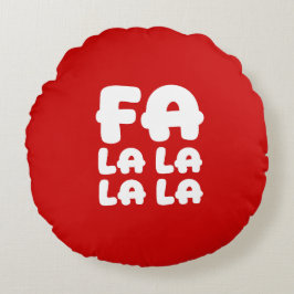 Almofada Redonda Fa La La La La Red Christmas Accent Round Pillow