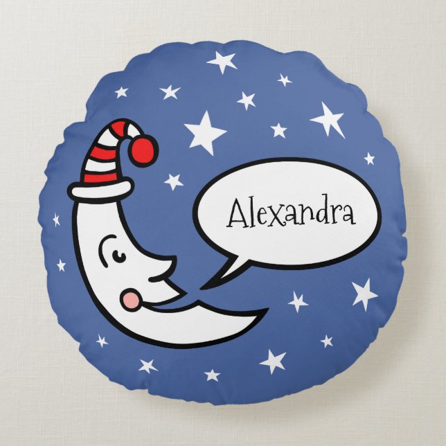 Almofada Redonda Face da Lua Personalizada e Alça de Travesseiro de (Frente)