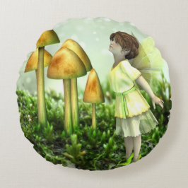 Almofada Redonda Fada Curiosa - Fada-Vintage e Toadstools