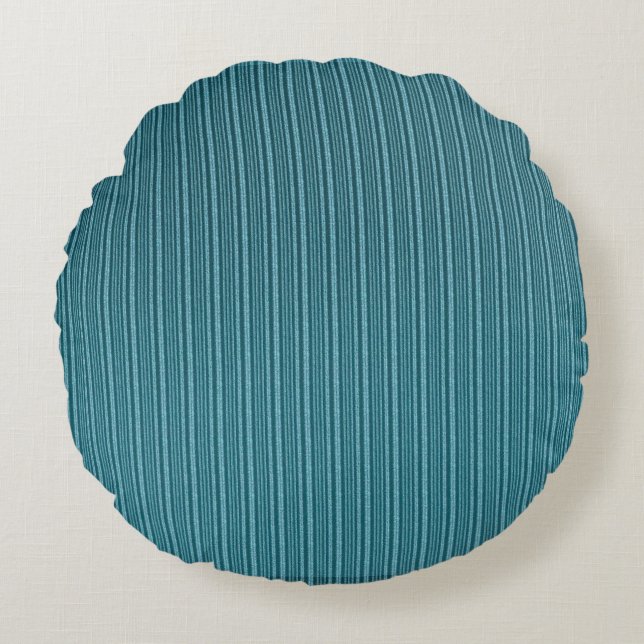 Almofada Redonda Faixa Náutica Azul Profunda Quente (Frente)