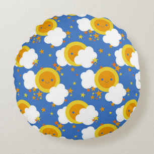 Almofada Redonda Falln Kawaii Moon, Estrelas, Sol