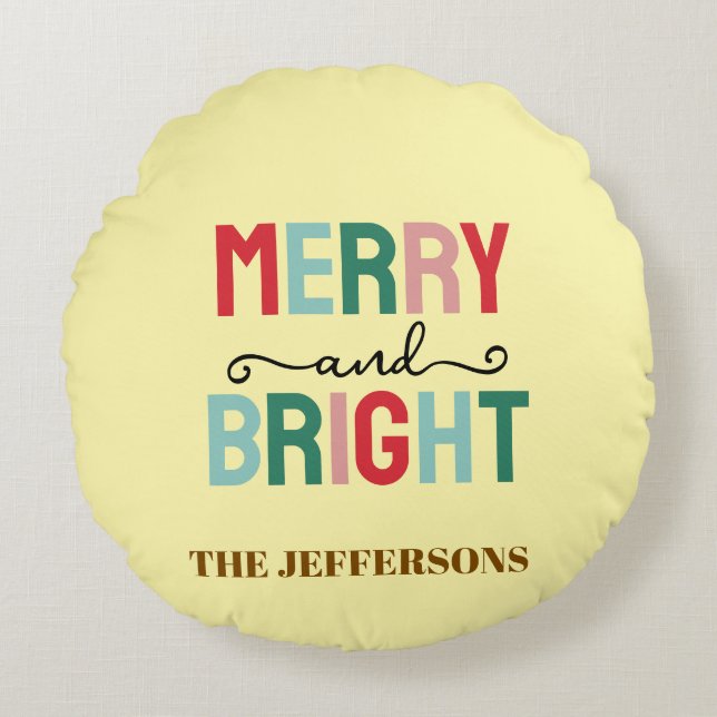 Almofada Redonda Family Happy New Year Merry Christmas (Frente)
