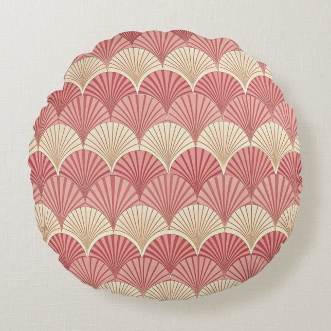 Almofada Redonda Fans Pink Mid-Century (Frente)