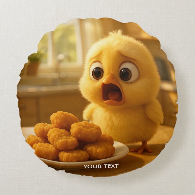 Almofada Redonda Fantasia de frango nuggets bebê fofo (Frente)