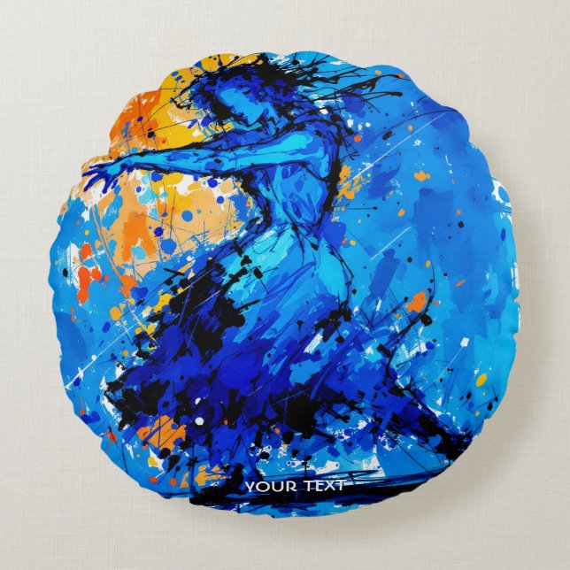 Almofada Redonda Fantasy Blue Orange Dancer (Frente)