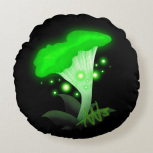 Almofada Redonda Fantasy Chanterelle Glossudo Cogumelo Verde