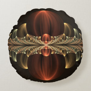 Almofada Redonda Fantasy Construction Shiny Abstrato Fractal Art